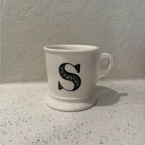 Anthropologie White Mug with Black Initial